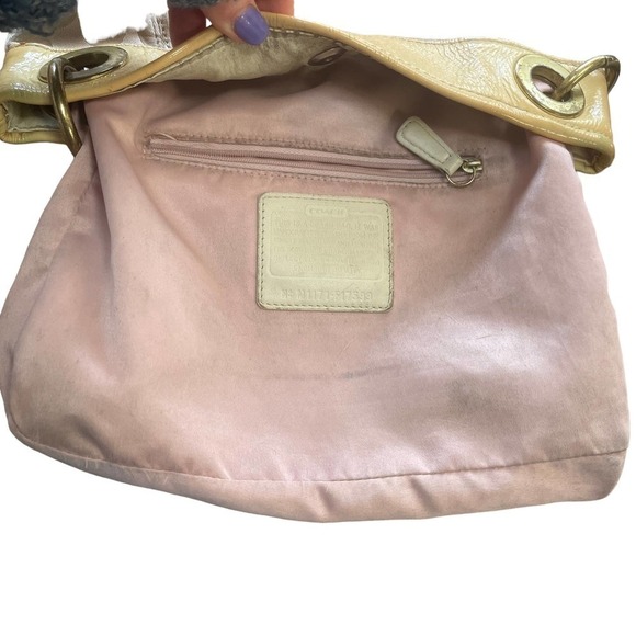 Coach Poppy Tan and Cream Signature and Patent Leather Shoulder Bag/Crossbody - Picture 12 of 16